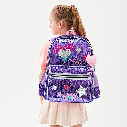 Meetbelify Kids Rolling Backpack for Girls Backpacks with Wheels for Elementary Students Roller Backpack on Wheels with Lunch Box Pencil Case Full Size for Girls - Image 5