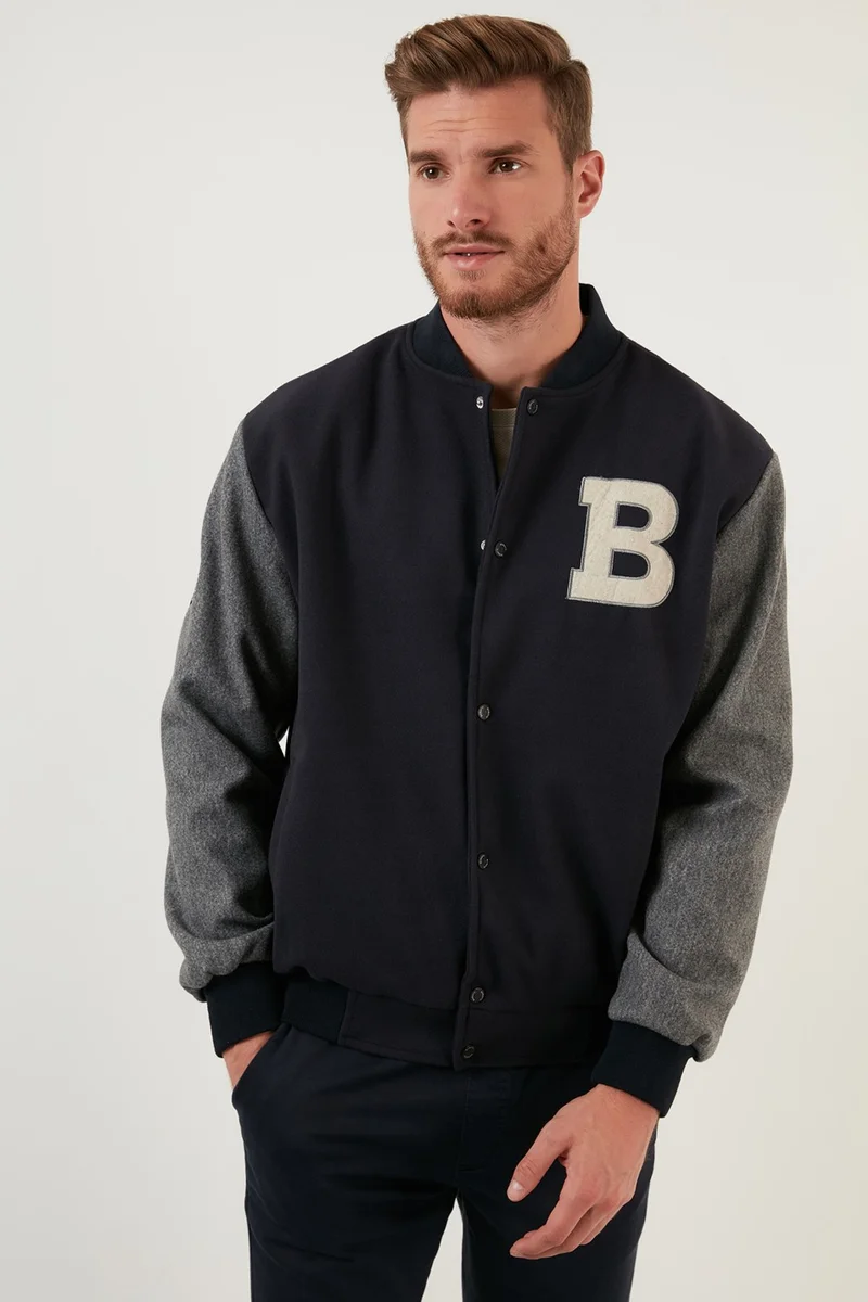 بوراتي Regular Fit College Collar Bomber Coat Men's Coat 5711423