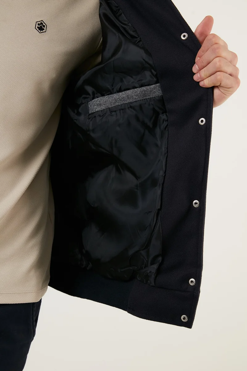 بوراتي Regular Fit College Collar Bomber Coat Men's Coat 5711423