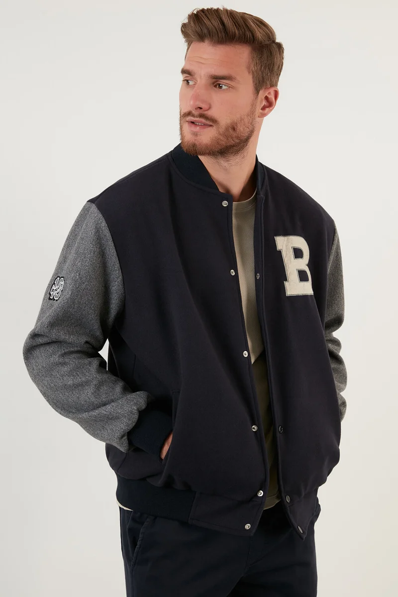 بوراتي Regular Fit College Collar Bomber Coat Men's Coat 5711423