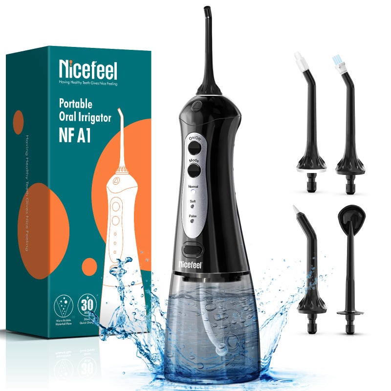 Nicefeel Cordless Water Dental Flosser â€“ 300ML BPA-Free Portable Oral Irrigator, 3 Cleaning Modes, Fast Charge, IPX7 Waterproof for Teeth, Gums & Tonsil Stones â€“ Home & Travel Use - Image 1