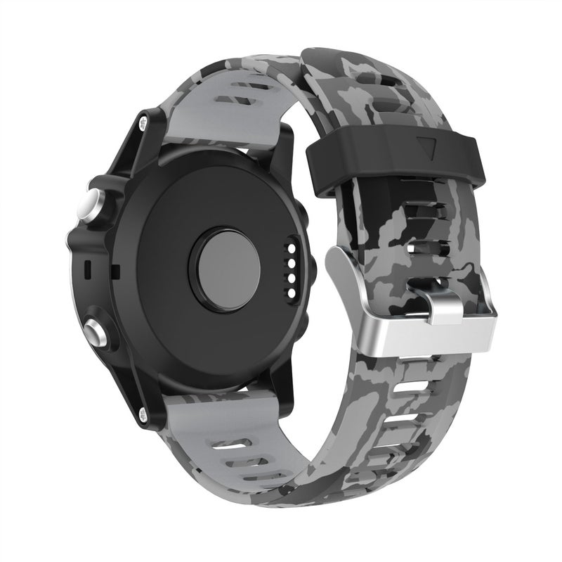 S-TOP For Garmin Fenix 7X Solar 26mm Camouflage Printed Silicone Watch Band(Grey+Army Camouflage) - Image 2