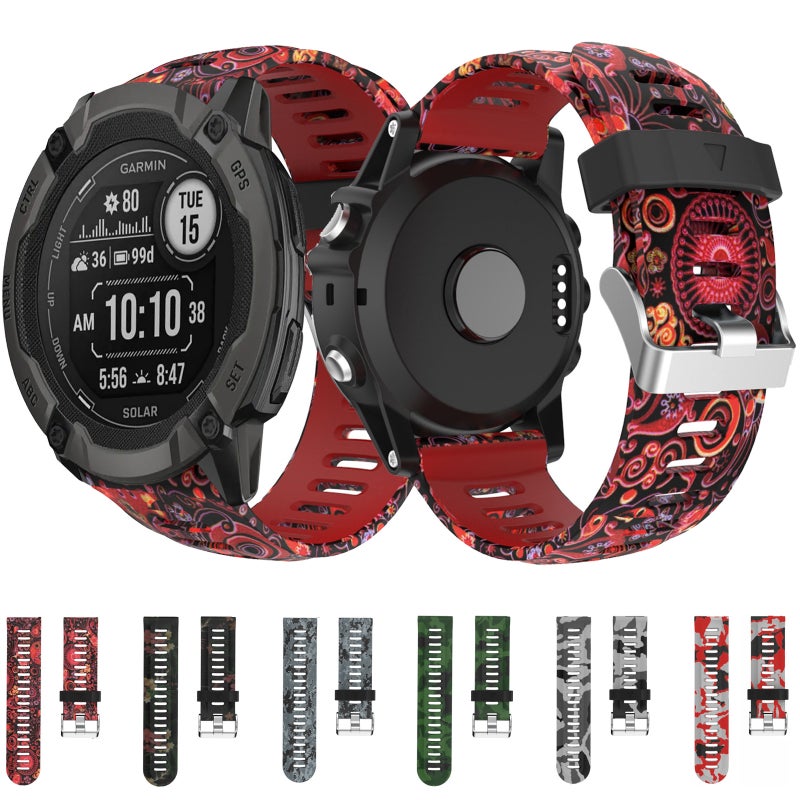 S-TOP For Garmin Fenix 7X Solar 26mm Camouflage Printed Silicone Watch Band(Grey+Army Camouflage) - Image 3