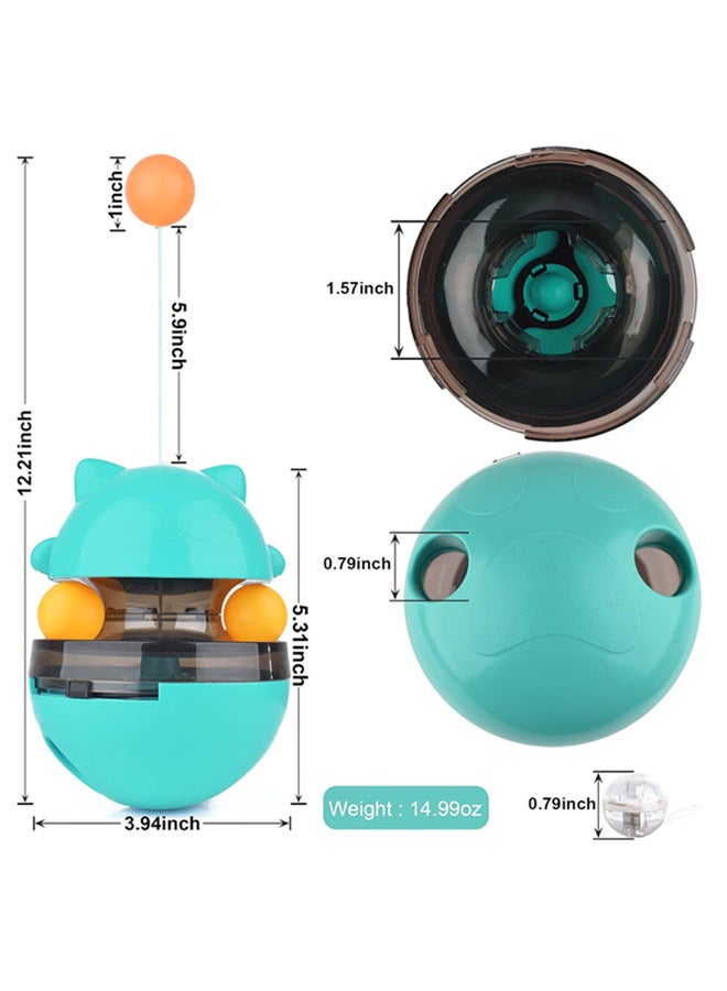 Pet Slow Feeder Toy - Cat Interactive Toy and Treat Ball, Pet Food Puzzle Toy,Pet Treat Feeder Leaking Dispenser for Small Dogs Cats (Blue) - Image 2