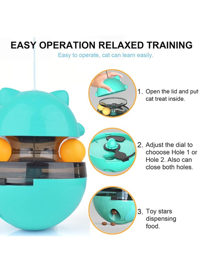 Pet Slow Feeder Toy - Cat Interactive Toy and Treat Ball, Pet Food Puzzle Toy,Pet Treat Feeder Leaking Dispenser for Small Dogs Cats (Blue) - Image 4