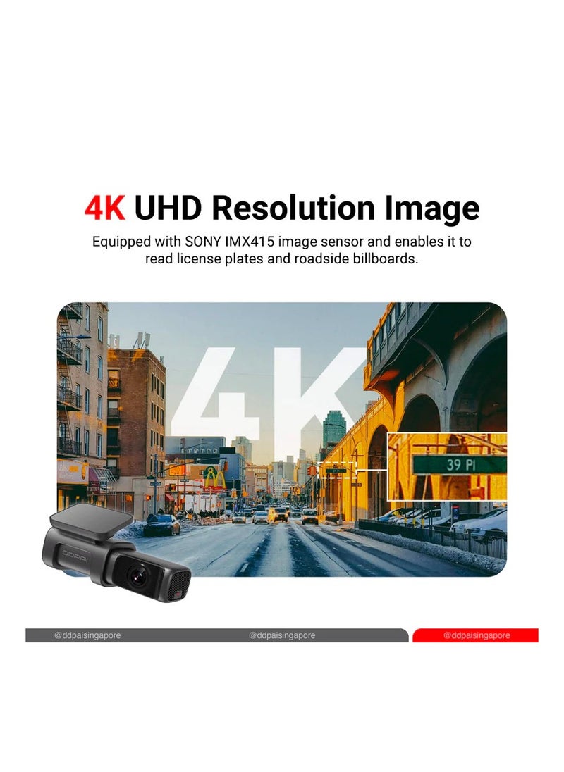 ddpai - DDPAI MINI5 4K Front Dash Cam Car Camera with 4G SIM Card and Tracking Function with 64GB Built-in Memory - Image 1