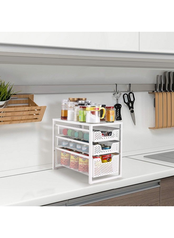 Simple Trending Simple Trending 3-Tier Under Sink Cabinet Organizer with Sliding Storage Drawer, Desktop Organizer for Kitchen Bathroom Office, Stackbale,White  - Image 5
