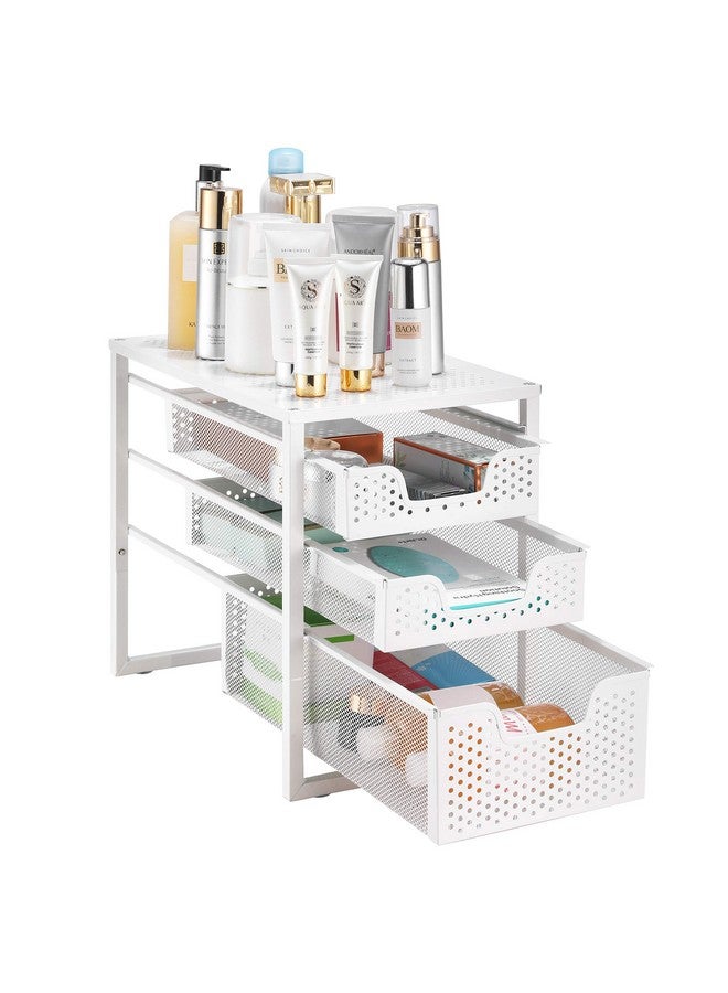Simple Trending Simple Trending 3-Tier Under Sink Cabinet Organizer with Sliding Storage Drawer, Desktop Organizer for Kitchen Bathroom Office, Stackbale,White  - Image 2