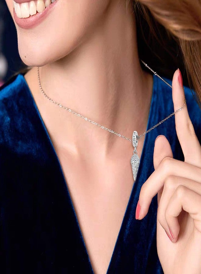 QeenseKc Pavé Ice Cream Cone Dangle Charm Sweets Candy Drink Clear CZ for Pandora Bracelet - Image 3