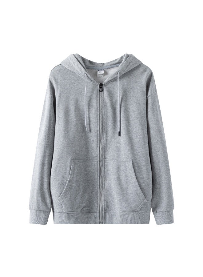 Loquat Casual and loose-fitting hooded sweatshirt Heathered Gray - Image 1