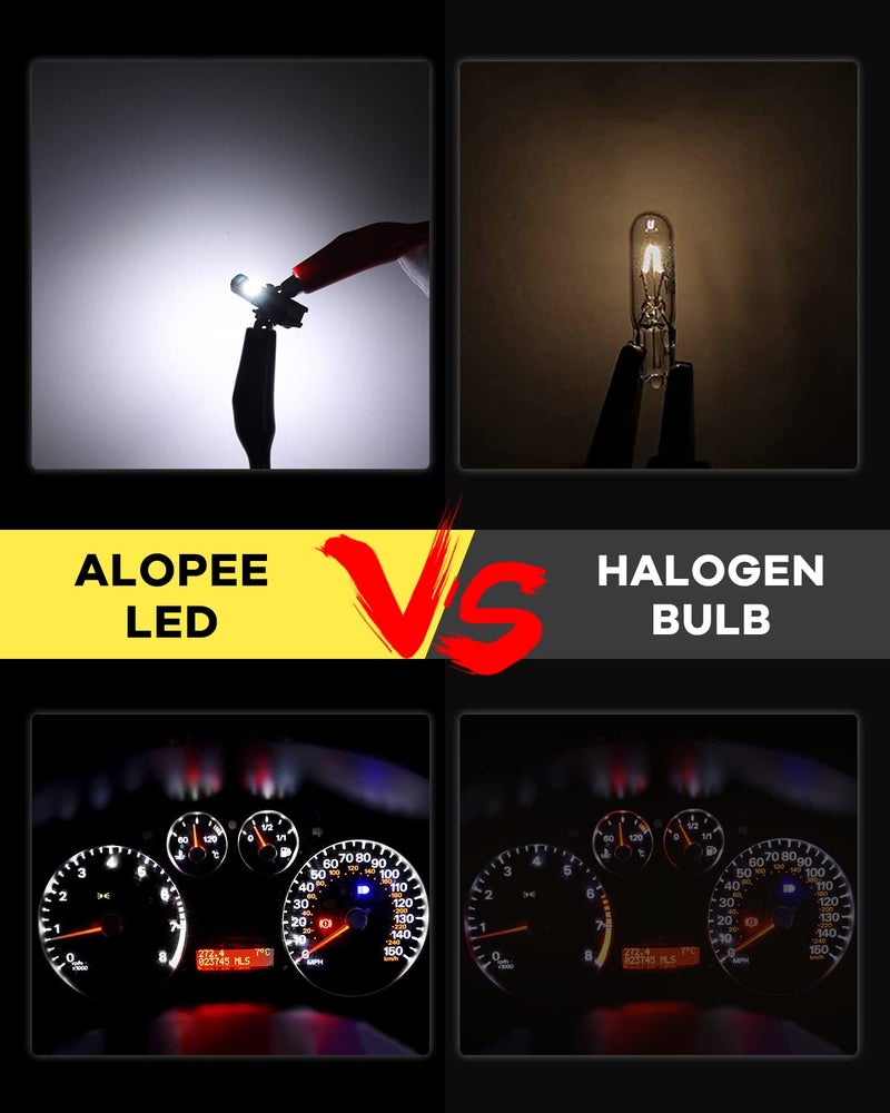 Alopee T5 LED Bulbs White 12V 2721 2723 Replacement - Super Bright Dashboard Lights for Car Instrument Cluster, Door Lights, Compatible with 73 74 37 Models (Pack of 10) - Image 5