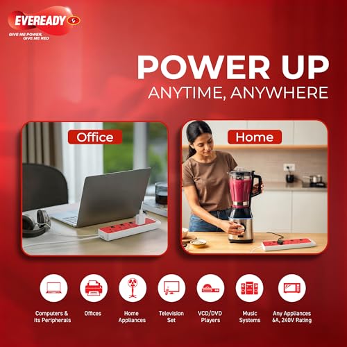 Eveready Everprotect Ultra X4 Spike Guard, 4 Universal Sockets, 4 Individual Switches, Fire Retardant Body, 4m Long Wire, VDR Surge Protection, Multi-Country Plug Compatibility, Made in India - Image 5