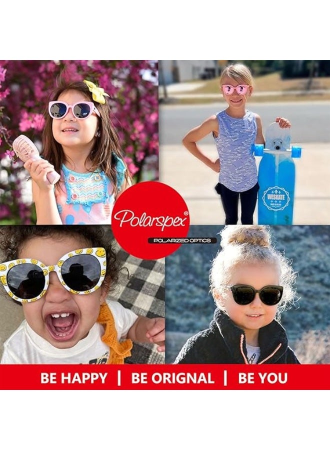 PolarSpex نظارات شمسية للأطفال، نظارات شمسية للأطفال الصغار – نظارات شمسية بفيصل مستقطب وحماية من الأشعة فوق البنفسجية بإطار غير قابل للكسر للبنات من عمر 2-8 سنوات، نظارات شمسية للأطفال بحماية UV400 - Image 5