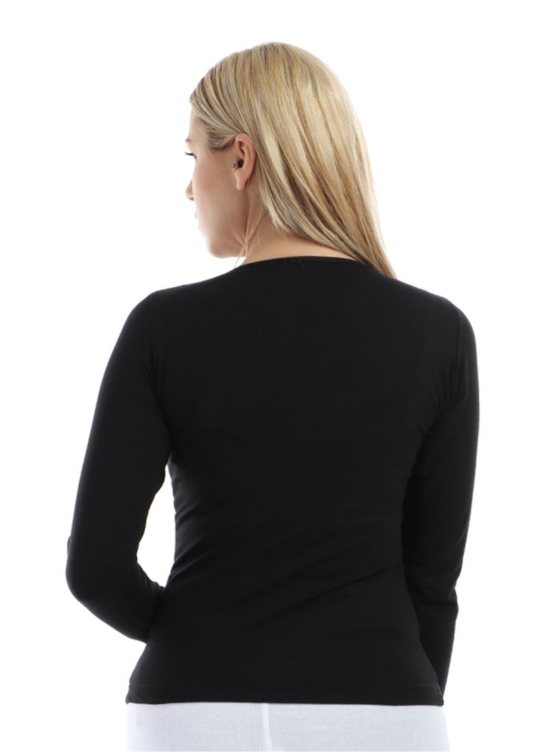 Mesery Basic Round Neck Full Sleeves - Black  - Image 3