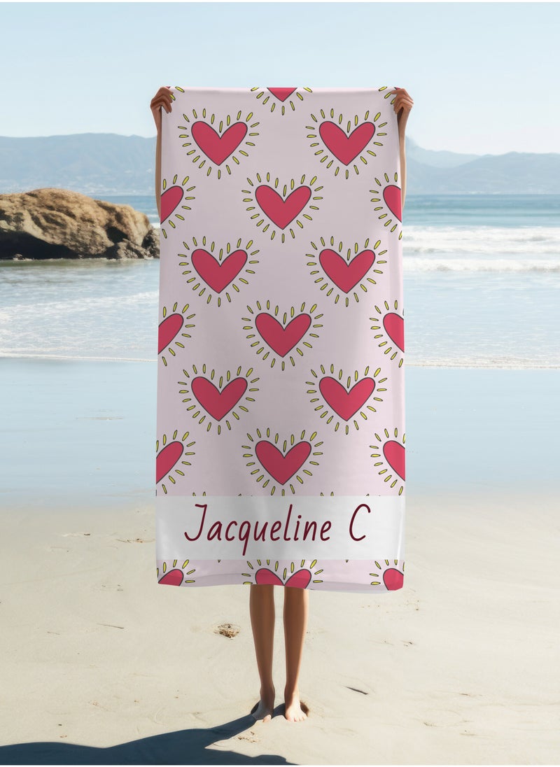 Share the Love Personalised Beach Towel -Heart Beach Towel(90x180cm)  - Image 2