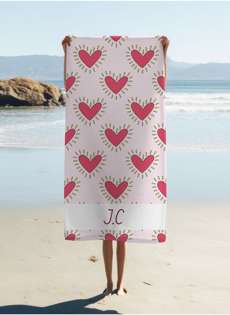Share the Love Personalised Beach Towel -Heart Beach Towel(90x180cm)  - Image 3
