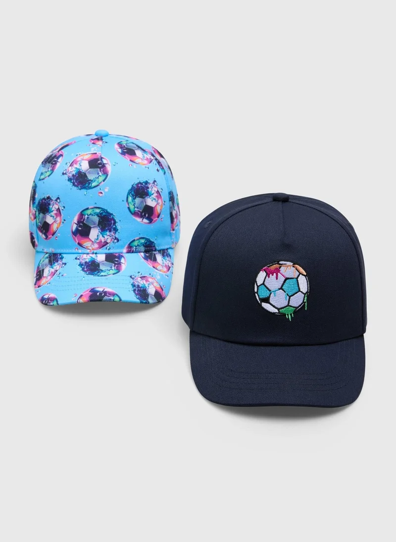 ماتلان 2 Pack Boys Blue Football Caps