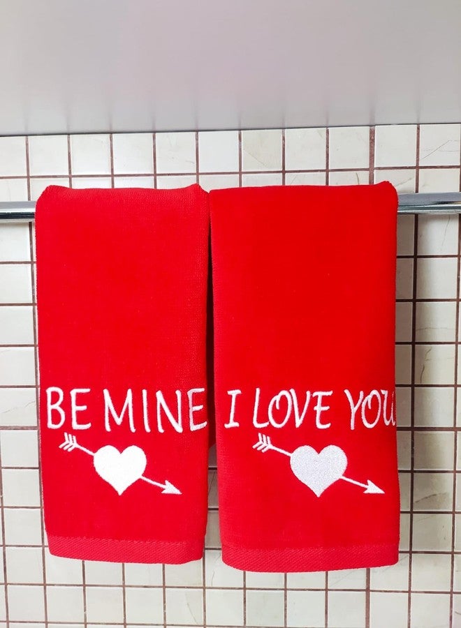 Premium Turkish Cotton Hand Towels Gift Set (2-Pack) - Embroidered “I Love You” & “Be Mine” - Soft 11x18 Velvet/Terry Guest Towels - Romantic Gift for Anniversary, Wedding, Birthday, Bridal Shower - Image 4