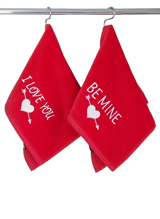 Premium Turkish Cotton Hand Towels Gift Set (2-Pack) - Embroidered “I Love You” & “Be Mine” - Soft 11x18 Velvet/Terry Guest Towels - Romantic Gift for Anniversary, Wedding, Birthday, Bridal Shower - Image 3