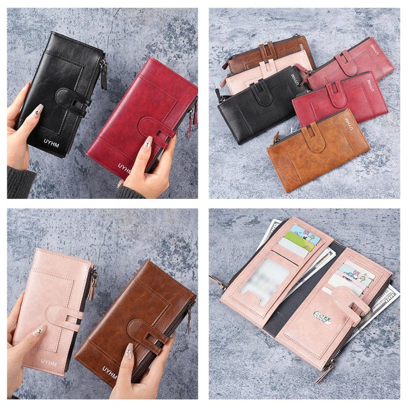 Women's Long Wallet, European and American Style, Mobile Phone Bag, PU Leather, Multi-Card Slot Clutch Coin Purse - Image 3