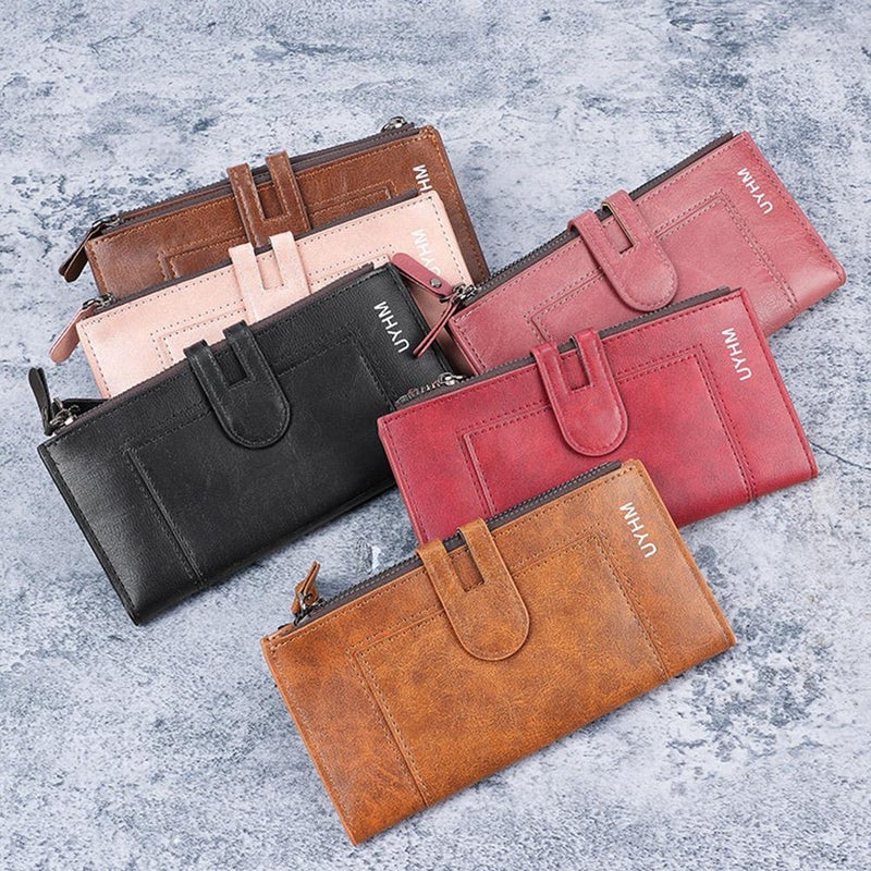 Women's Long Wallet, European and American Style, Mobile Phone Bag, PU Leather, Multi-Card Slot Clutch Coin Purse - Image 4