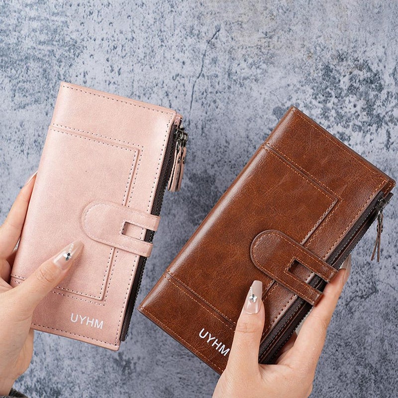 Women's Long Wallet, European and American Style, Mobile Phone Bag, PU Leather, Multi-Card Slot Clutch Coin Purse - Image 5