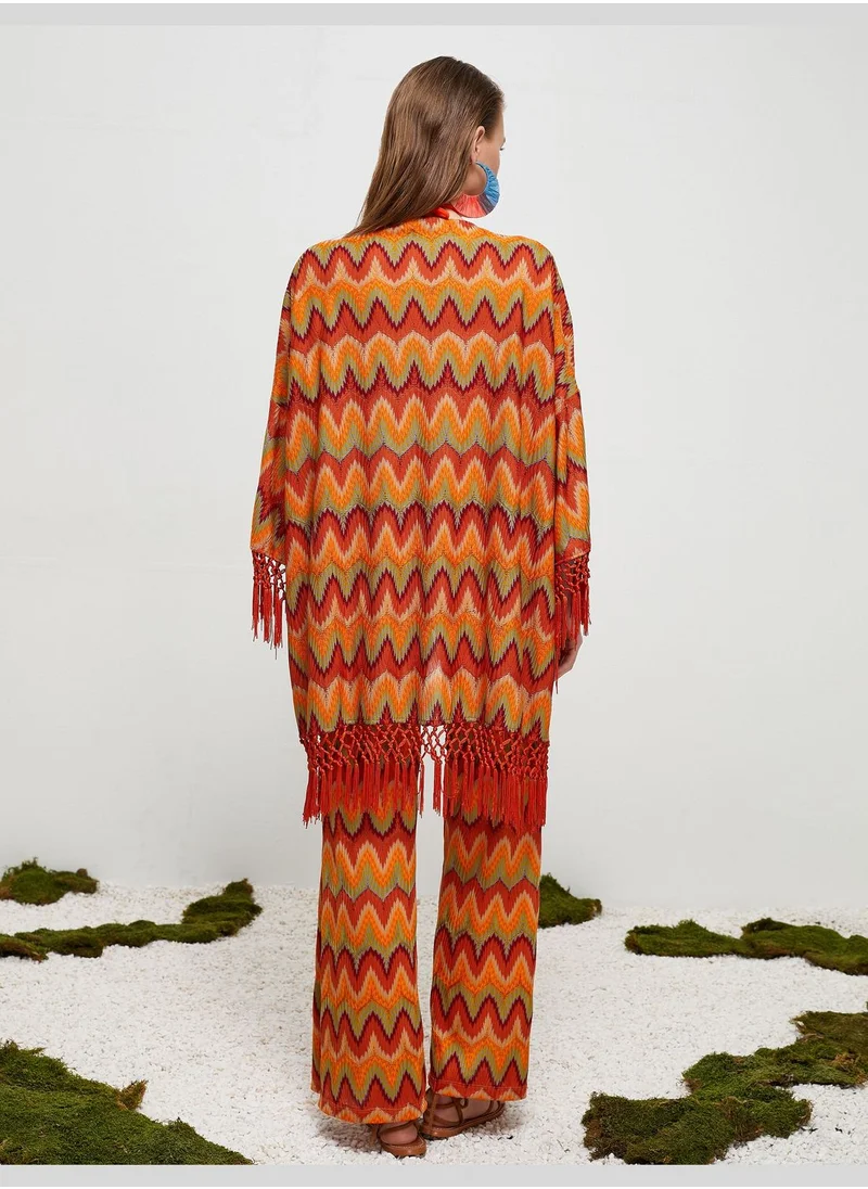 كوتون Oversized Crochet Tasseled Cardigan