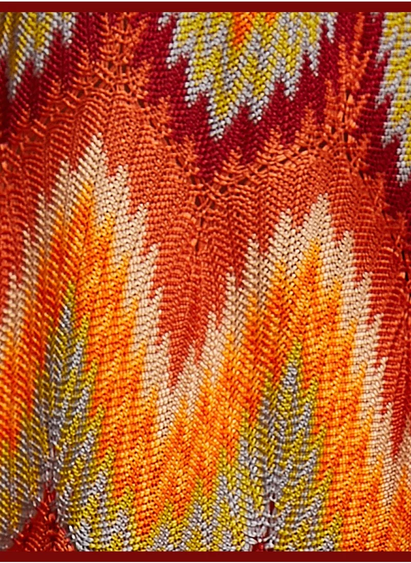 كوتون Oversized Crochet Tasseled Cardigan