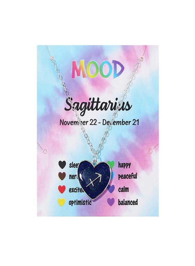 FORUBUS 12 Constellation Zodiac Necklace Mood Necklace Temperature Sensing Color Changing Pendant Necklace with Card for Birthday Gift-Sagittarius - Image 1