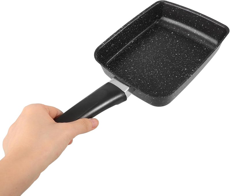Japanese Nonstick Egg Pan and Small Frying Skillet, Rectangular Tamagoyaki Crepe Pan with Black Handle, Multi-function Griddle for Breakfast and Home Cooking - Image 3