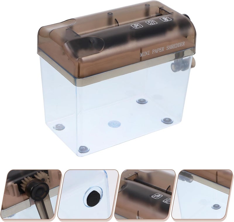 Manual Mini Paper Shredder Portable Desktop Hand Crank Cutter for Bank Statements Receipts Bills with Wastebasket Lightweight Confidential Document Cutting Tool for Home Office Use - Image 3