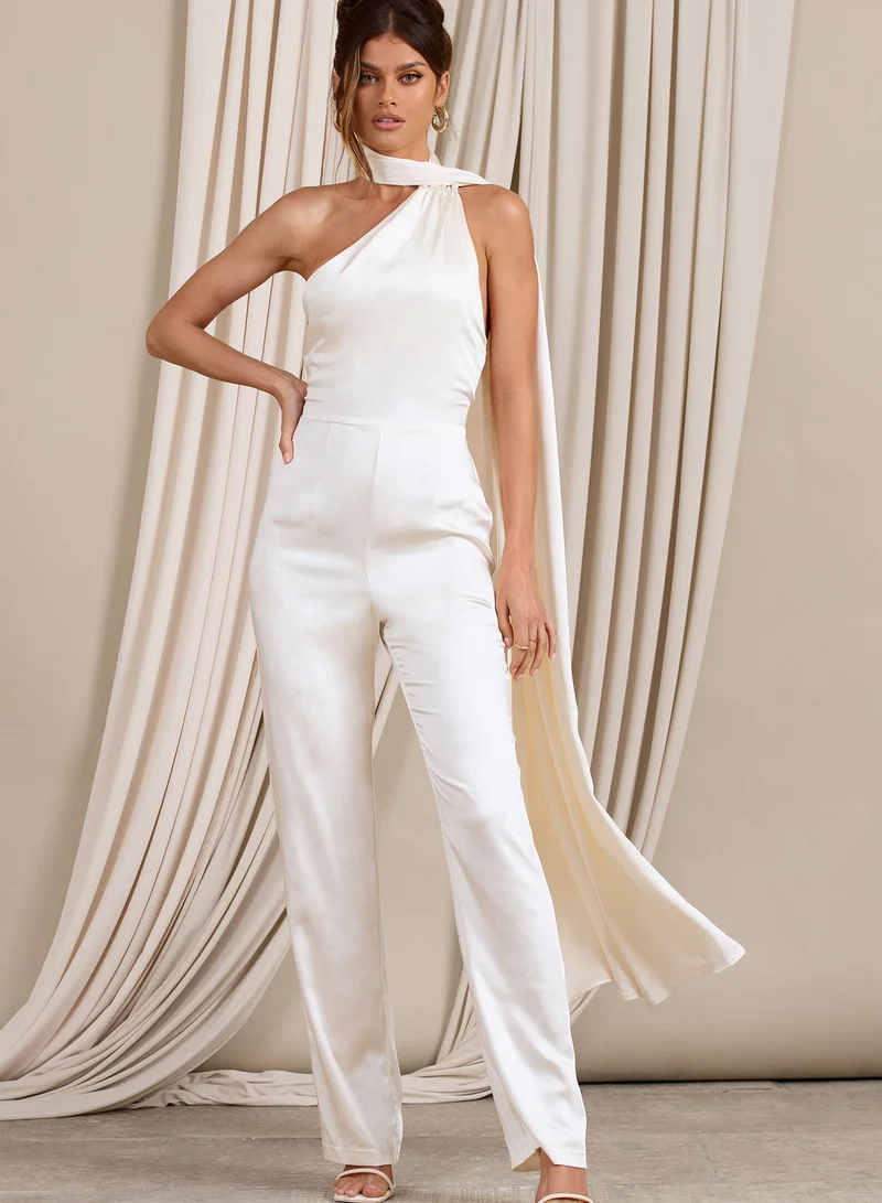 Club L London One Shoulder Tie Detail Jumpsuit