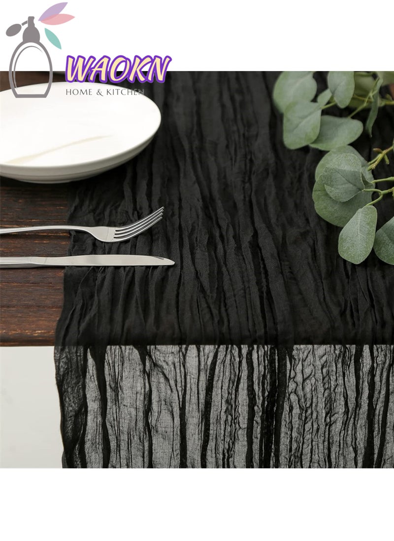 WAOKN 1 Piece Polyester Table Cloth Atmospheric Folding Bali Table Runner Elegant Black Burlap Table Runner Holiday Table Decoration Art Table Runner Home Decoration Pottery Decoration 