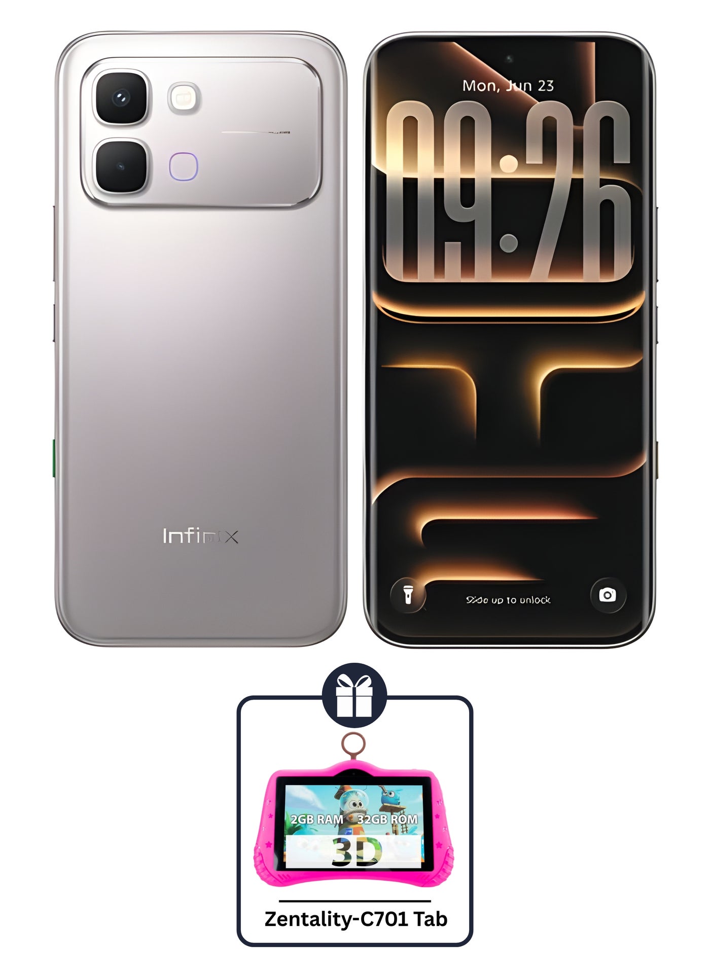 Infinix Note Edge Dual SIM Lunar Titanium 8GB RAM 256GB 5G + Zentality C-701 Kidz Tab - Middle East Version