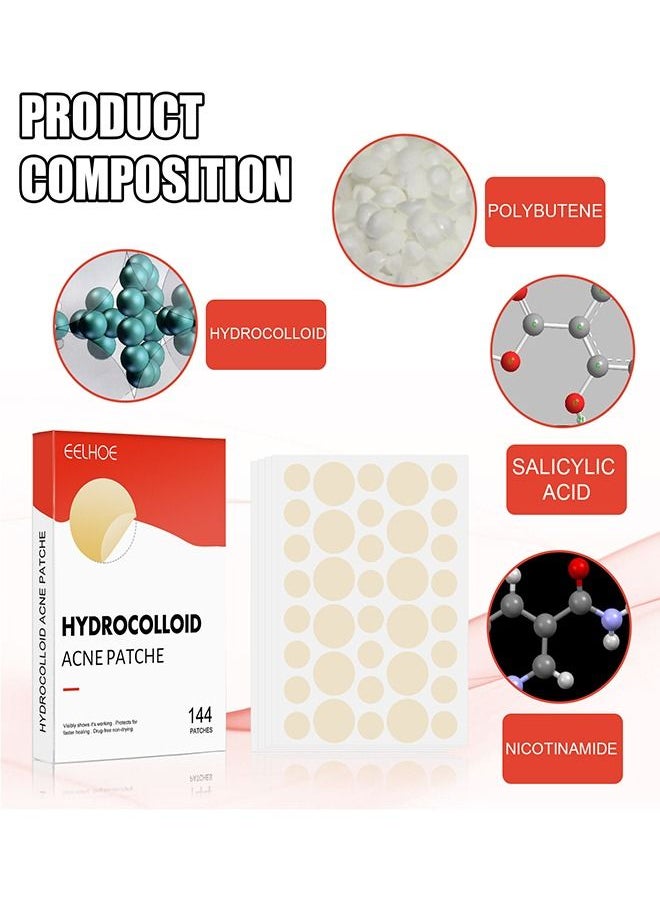 EELHOE 144 Pcs Hydrocolloid Acne Patche Set Healing Acne And Pustule Can Be Used Day And Night  - Image 4