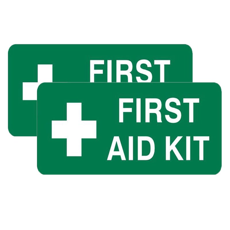 Haobase 2 Pcs First Aid Kit Signs Self Adhesive Vinyl Sticker 20 cm x 10 cm - Image 2