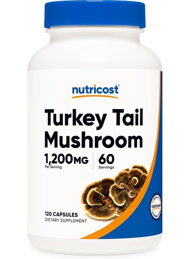 Nutricost Turkey Tail Mushroom Capsules 1200Mg, 60 Servings 120 Capsules Gluten Free - Image 1