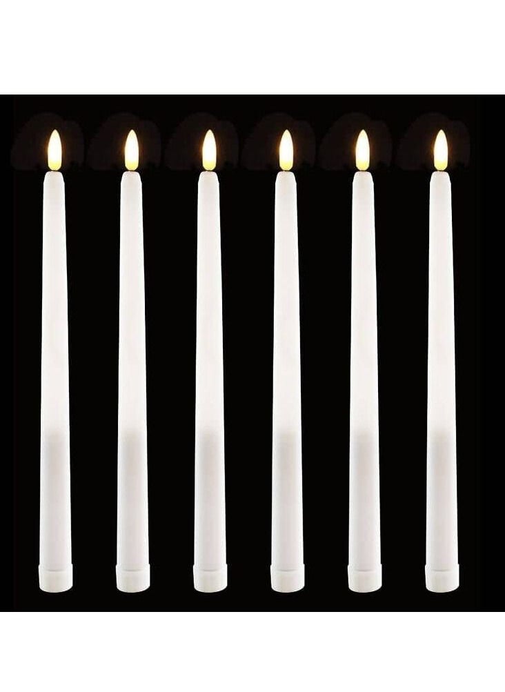 Excefore LED Taper Candles with Remote, 6 Pcs 28cm Long LED Flameless Flickering Window Candles Battery Operated White Candle for for Home, Restaurant, Wedding  - Image 1