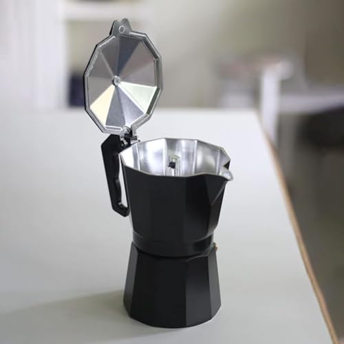 3D CREATIONS Alluminium Italian Style Stovetop Coffee Maker Moka Pot espresso Coffee percolator 6 cups of Coffee (Black, 300 ml) - Image 4
