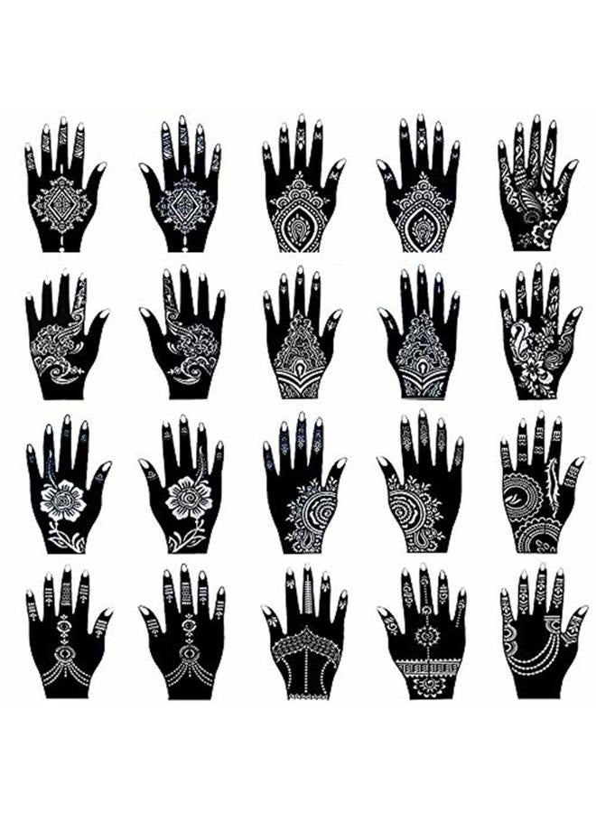 XMASIR Henna Tattoo Stencil Kit/Temporary Tattoo Template Set of 20 Sheets, Indian Arabian Tattoo Stickers Mehndi Stencils for Hand Body Art - Image 1