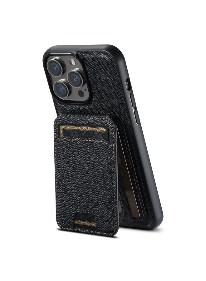 Suteni Case For iPhone 16 Pro Max H18 Cross Grain MagSafe Wallet Leather Phone Case - Image 1