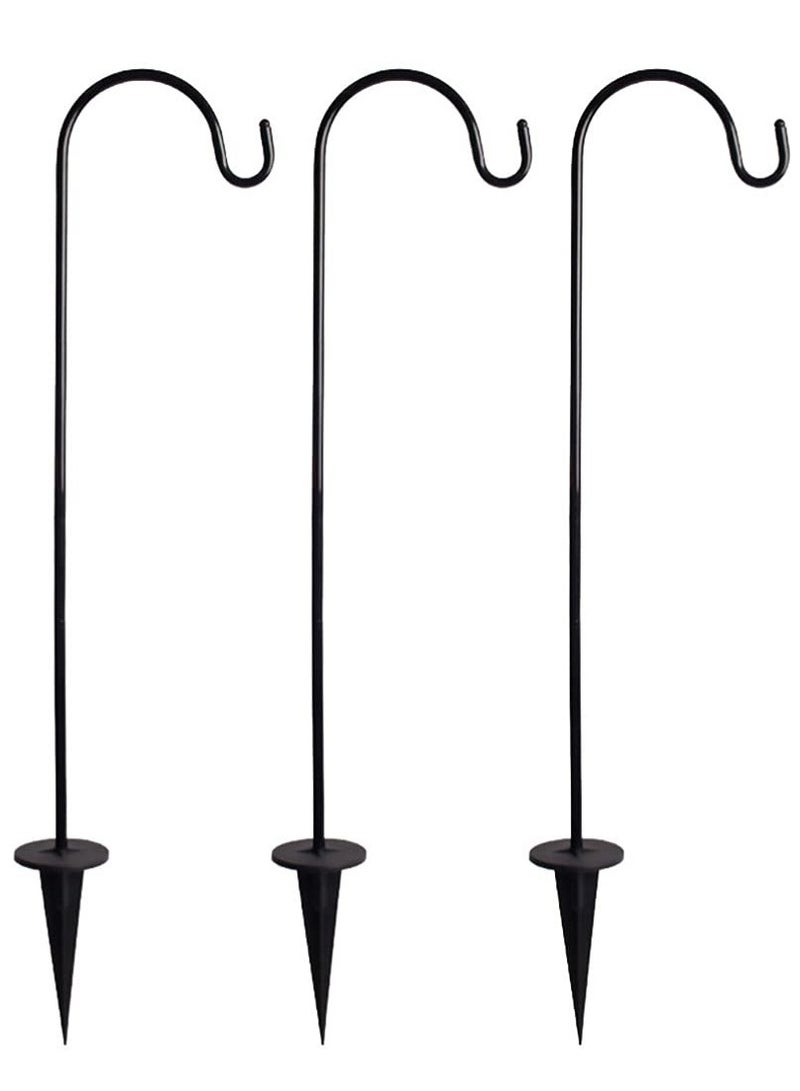 SYOSI 3 Pieces Shepherds Hook Metal Garden Shepherd Hooks Outdoor Hangers for Hanging Lights Lanterns Garden Lights Plant Basket Wind Chime - Image 1