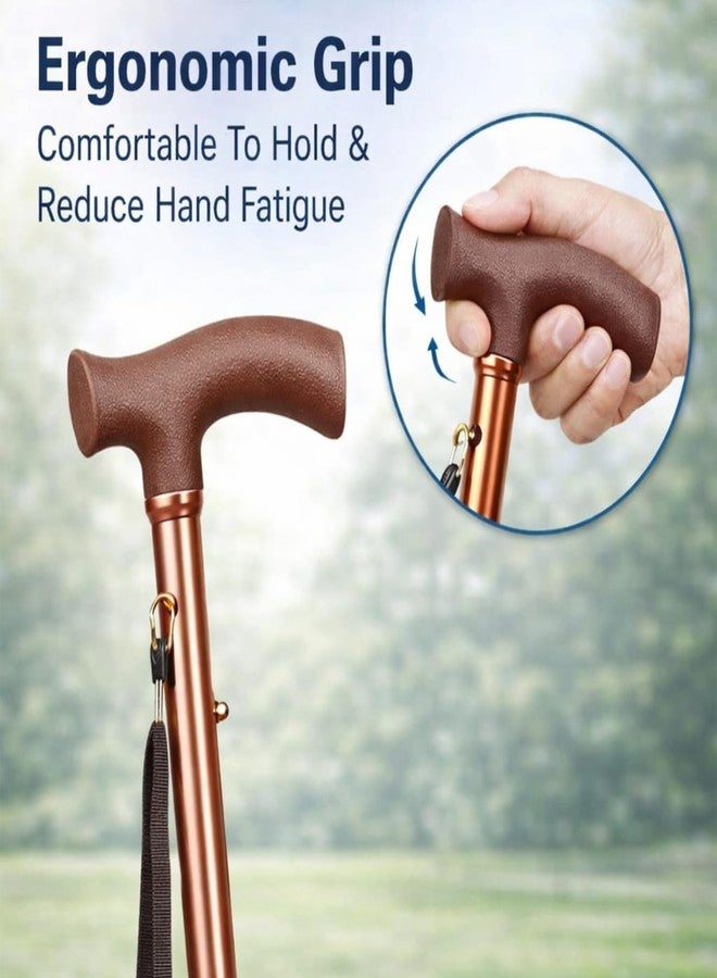 MCP Jindal 4 Folding Sections Foldable Walking Stick for Men - Brown - Beige - Image 3
