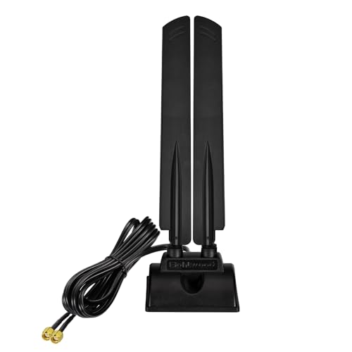 Eightwood WiFi 6E Antenna Tri-Band 6GHz 5GHz 2.4GHz RP-SMA WiFi Antenna Magnet Mount Base for PC Desktop Computer Motherboard WiFi Bluetooth Card Wireless Router - Image 1