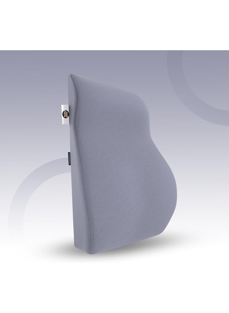 Carefoam Memory Foam Back Support Cushion for Office Chair, Home Chair & Car Seat – Ergonomic Chair Back Rest for Back Pain Relief with Removable Cover – Grayish Blue, Large - Image 1