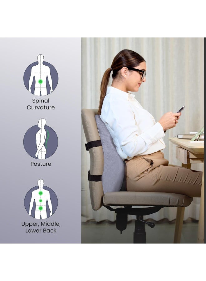 Carefoam Memory Foam Back Support Cushion for Office Chair, Home Chair & Car Seat – Ergonomic Chair Back Rest for Back Pain Relief with Removable Cover – Grayish Blue, Large - Image 5