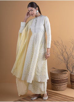 Libas Printed A-Line Kurta with Palazzo and Chiffon Solid Dupatta Set by Styli  - Image 2