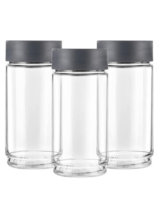 Cello جرة تخزين زجاجية من سيليو مودستاك | جرة زجاجية مع غطاء | غطاء فولاذي محكم الهواء وقابلة للتكديس | لتخزين الطعام، والبقوليات، والتوابل، والحبوب، والبسكويت، والمواد الغذائية الجافة | مجموعة من 3 | 1000 مل، رمادي - Image 2