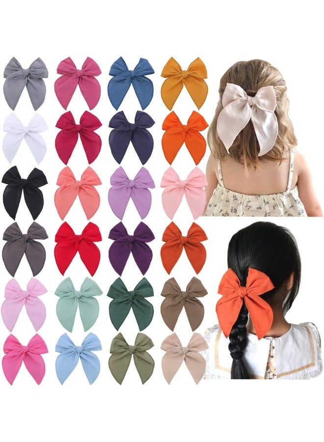 Sugarmelon Pack of 24 Large Fable Bow Hair Clips for Girls Women Linen Hair Bow Alligator Clips Toddler Baby Kids Young Girl Hair Accessories - Image 1