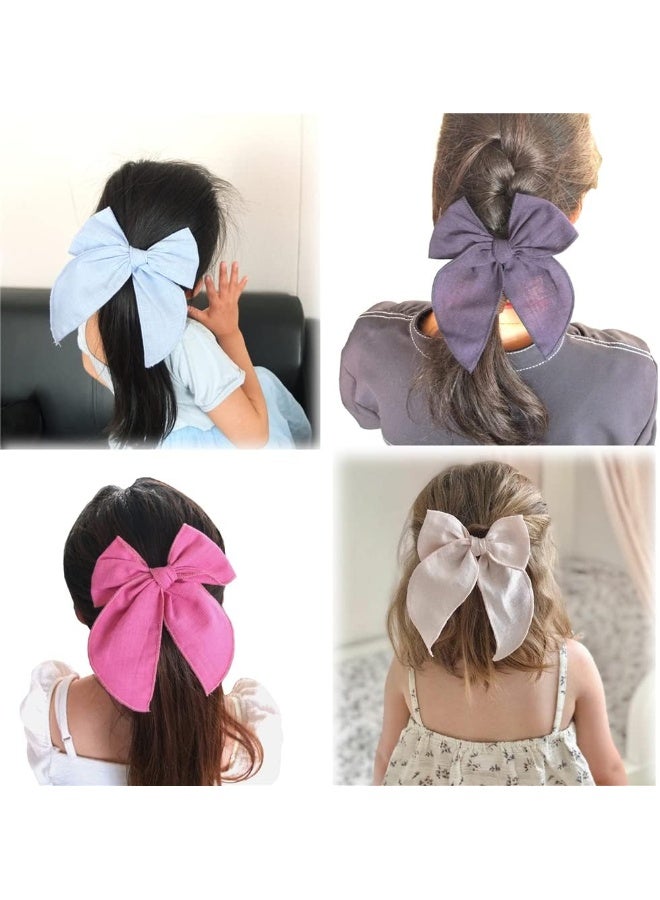 Sugarmelon Pack of 24 Large Fable Bow Hair Clips for Girls Women Linen Hair Bow Alligator Clips Toddler Baby Kids Young Girl Hair Accessories - Image 3